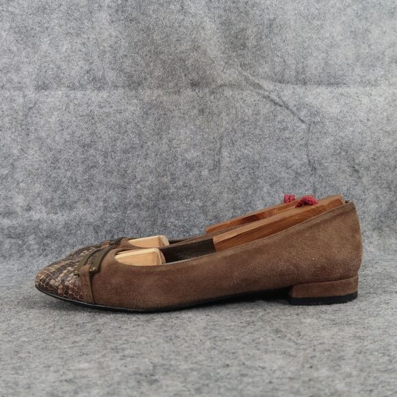 Stuart Weitzman Shoes Womens 6.5 Loafer Flats Slip On Cap Toe Suede Snake Career - Picture 6 of 16